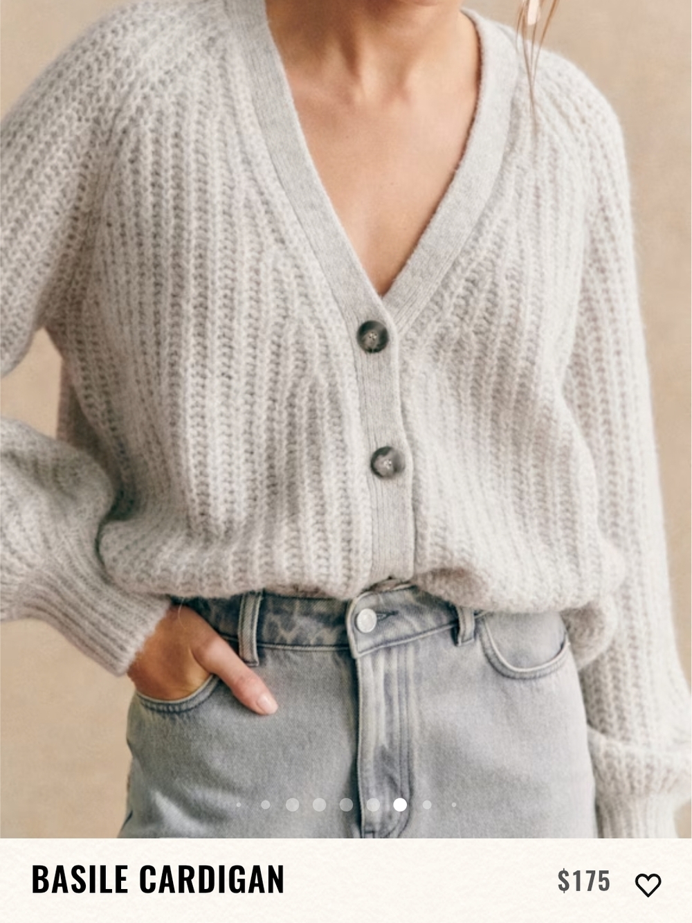 ☀️ NWT ☀️Sezane Light Gray Basile Cardigan - V-Neck Button Sweater ☀️